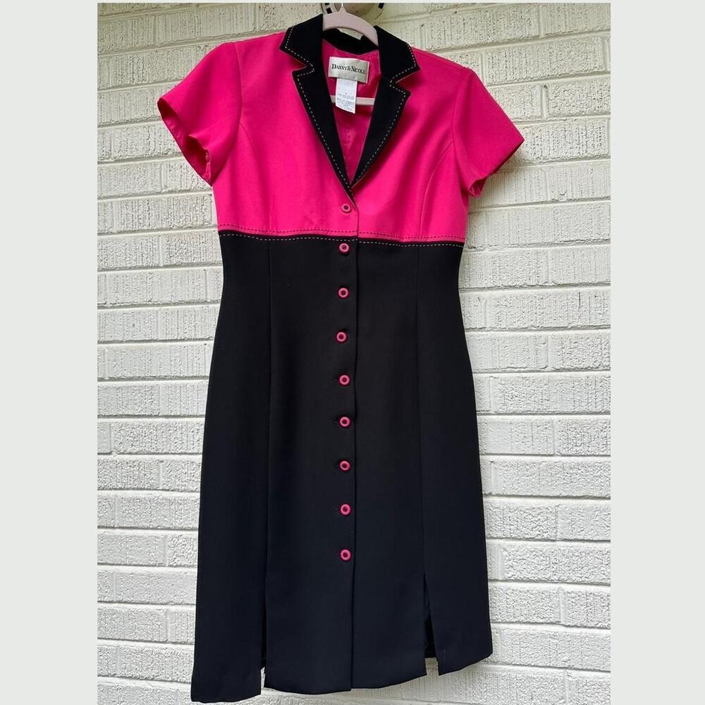 Danny & Nicole Vintage 90's Hot Pink Black Blazer Dress